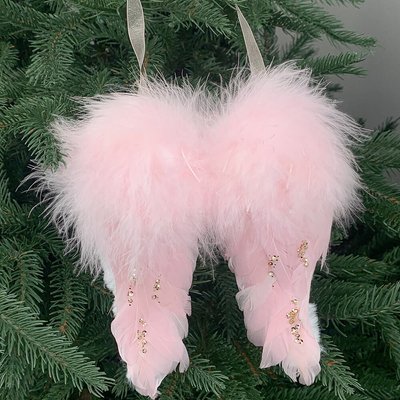 Новорічна іграшка "Крила ангела", рожева 6018-002 фото