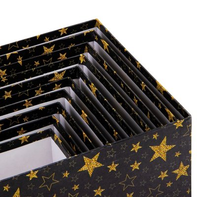 Набір з 10 коробок "Золоті зірки", 25,5*30*16,5 см 9076-004 фото