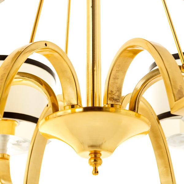 Люстра классическая золотая с тканевыми абажурами бежевого цвета (6 ламп) (OU093/6) OU093/6 фото