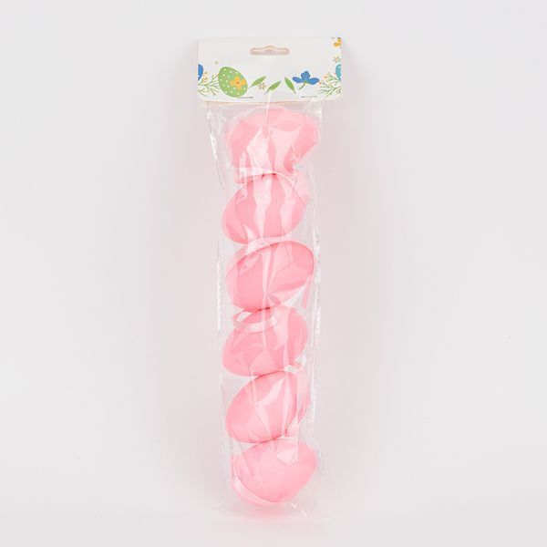 Набір з 6 підвісних флокових крашанок, рожевий, 6 см 5103-001/pink фото