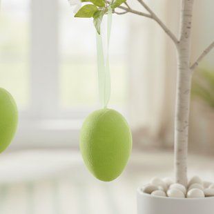 Набор из 6 подвесных флоковых крашанок, зеленый, 6 см 5103-001/green фото