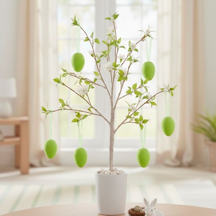 Набор из 6 подвесных флоковых крашанок, зеленый, 6 см 5103-001/green фото