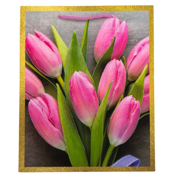 Подарочный пакет "Тюльпаны", 30*41,5 см 9069-014 фото