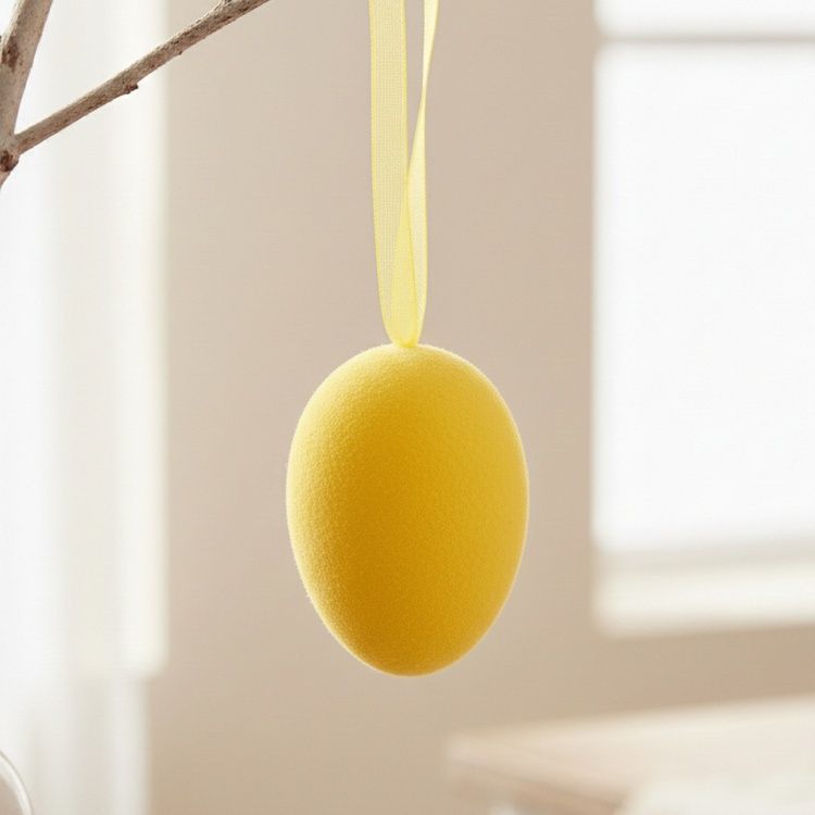 Набор из 5 подвесных флоковых крашанок, желтый, 7 см 5103-002/yellow фото