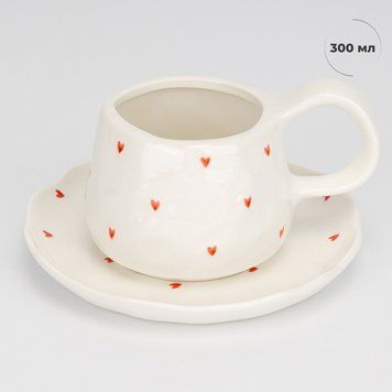 Чашка з блюдцем "Серденько", 300 мл 9295-012 фото