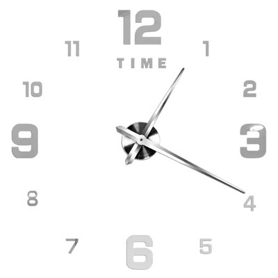 3Д годинник настінний, срібний (40-120 см) 9020-004 фото