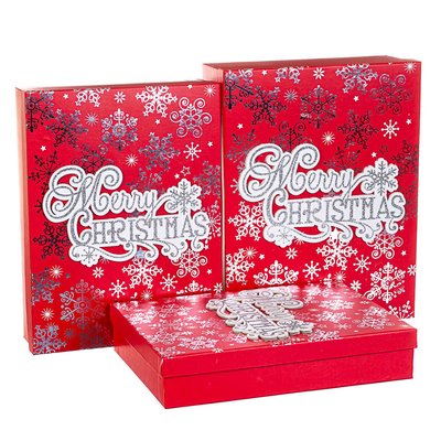 Набір з 3 коробок "Різдвяний візерунок" 39*30*11 8211-036 фото