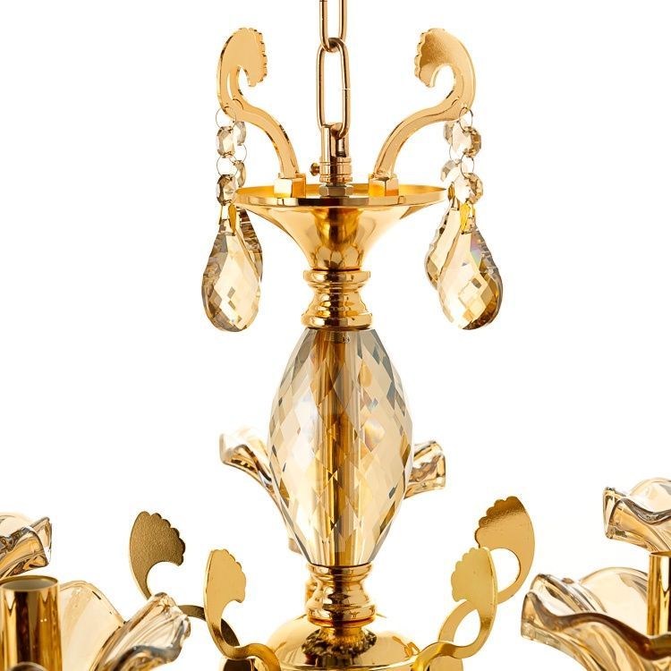 Люстра класична з медовими плафонами OU003/5/gold фото