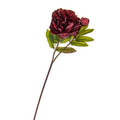 Квітка штучна "Півонія з бутоном", бордова 8100-043 фото