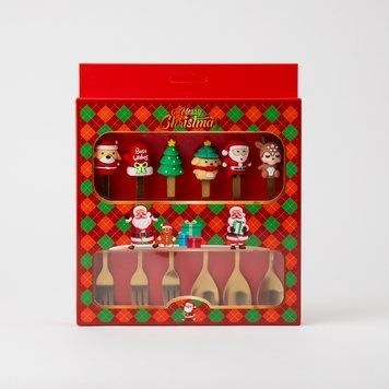 Набір з 6 десертних приборів "Merry Christmas" (ложки та виделки) 9407-044 фото