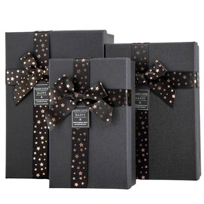Набір з 3 коробок "Подарункова Магія", чорний 9060-006 фото