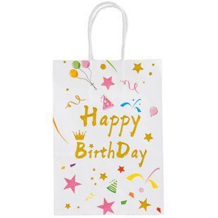 Подарочный пакет "Happy birthday", белый, 15*29 см 9004-010 фото