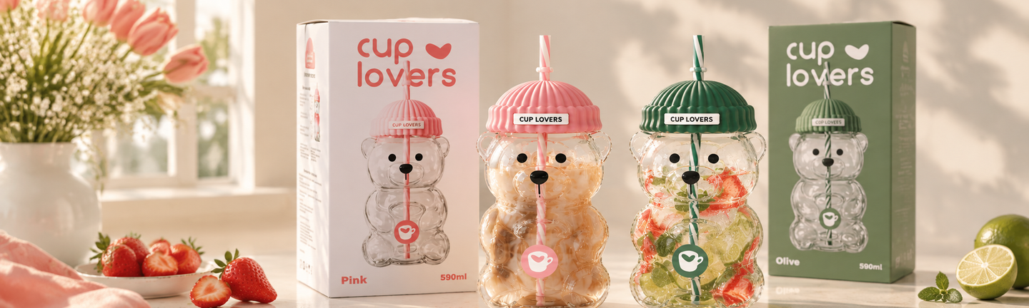 Стакан-мишка CUP LOVERS Olive и Pink — подарок на Новый год