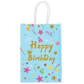 Подарунковий пакет "Happy birthday", блакитний, 15*29 см 9004-011 фото