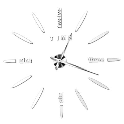 3Д годинник настінний, срібний (40-120 см) 9020-006 фото