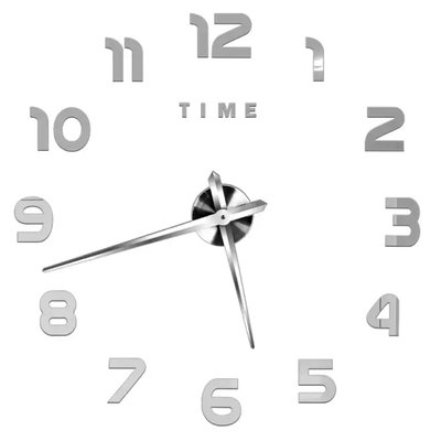 3Д годинник настінний, срібний (40-120 см) 9020-002 фото