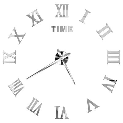 3Д годинник настінний, срібний (40-120 см) 9020-008 фото