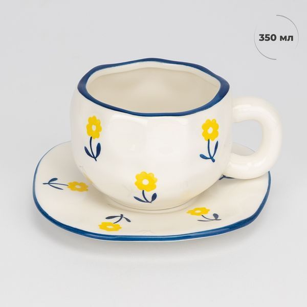 Чашка з блюдцем "Сонячна ромашка", 350 мл 9295-003 фото
